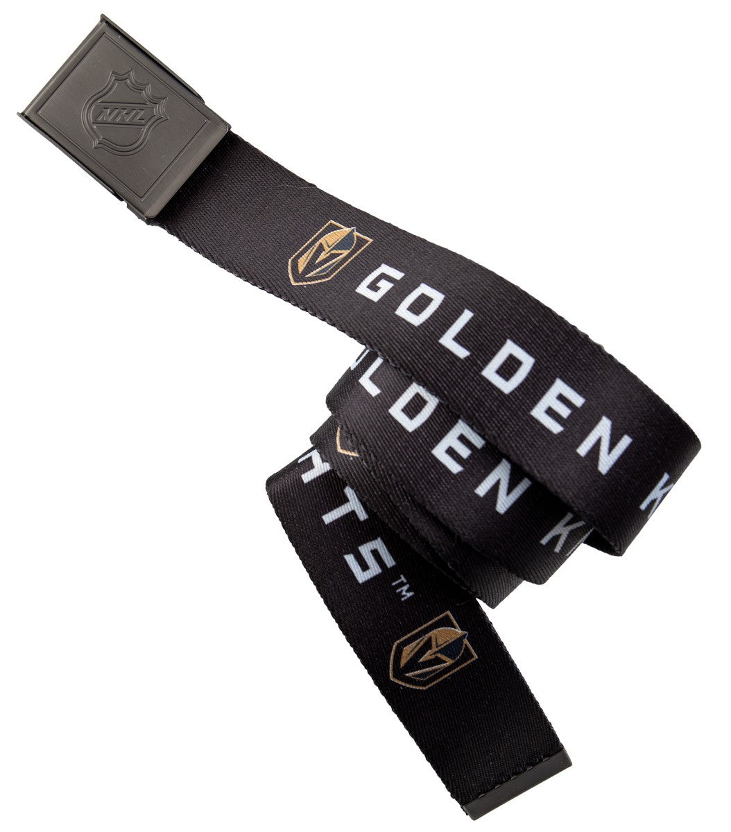 NHL Mens Woven Adjustable Team Logo Belt- Vegas Golden Knights Belt Swatch
