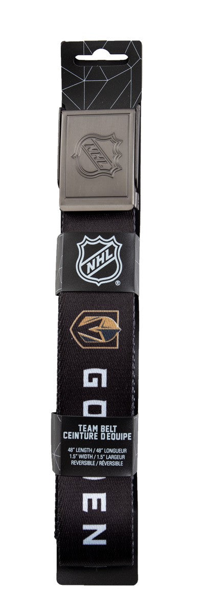 NHL Mens Woven Adjustable Team Logo Belt- Vegas Golden Knights Belt In Package