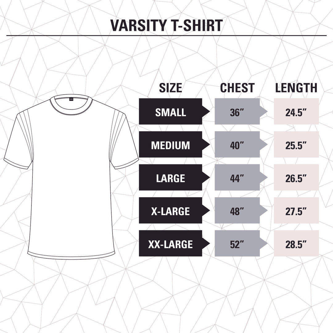 Tampa Bay Lightning Varsity T-Shirt Size Guide
