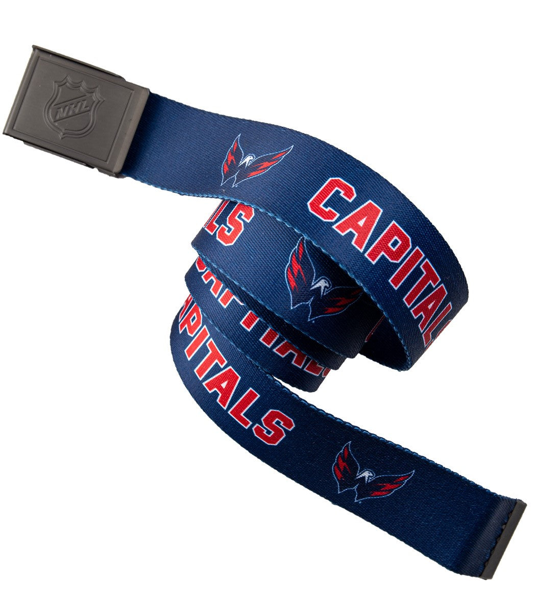 NHL Mens Woven Adjustable Team Logo Belt- Washington Capitals - Belt Swatch