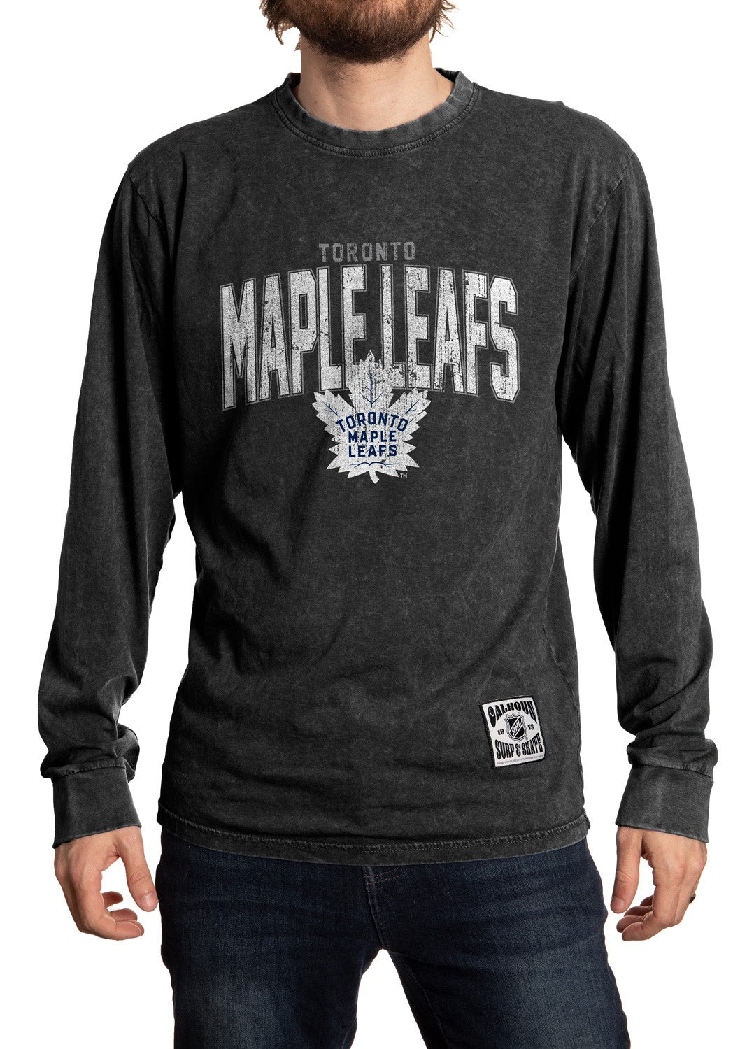 Toronto Maple Leafs Acid Wash Long Sleeve Shirt - Black
