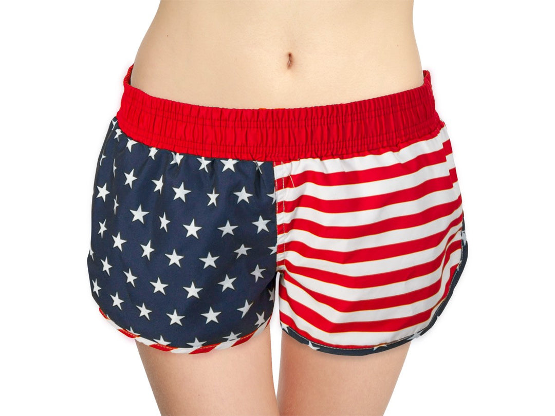 Ladies USA Flag Printed Short Shorts