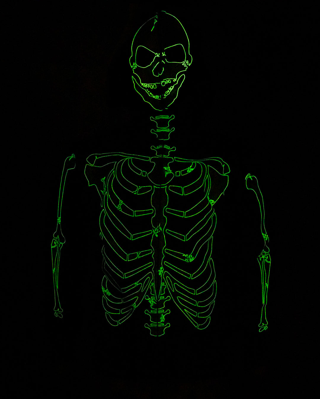 Glow in the Dark Mohawk Skeleton Hoodie - Full Zip Hooded Costume