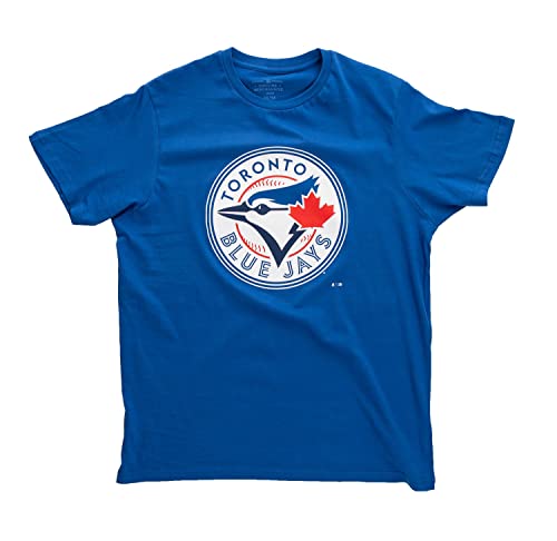 Men’s Toronto Blue Jays circle logo T-shirt in royal blue – flat lay
